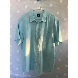 Vintage Hurley XXL collared Button Down Shirt Teal with Pineapple pattern